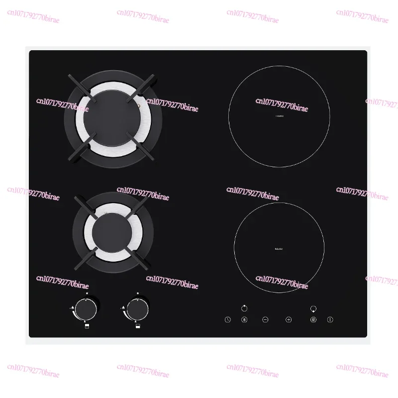 60cm/23.6 inch Built in Gas Induction Cooktop, 4 Burners, Black Glass, Gas Electric Stove Top