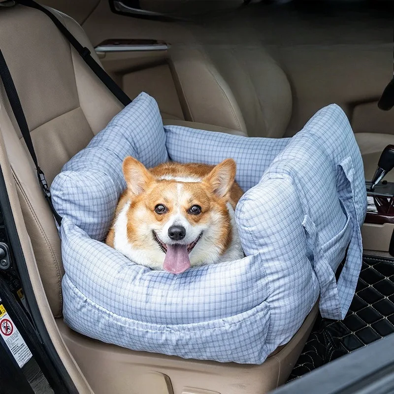 Portable Solid Color Pet Car Safety Seat Integrated Design for Small Dog Cat