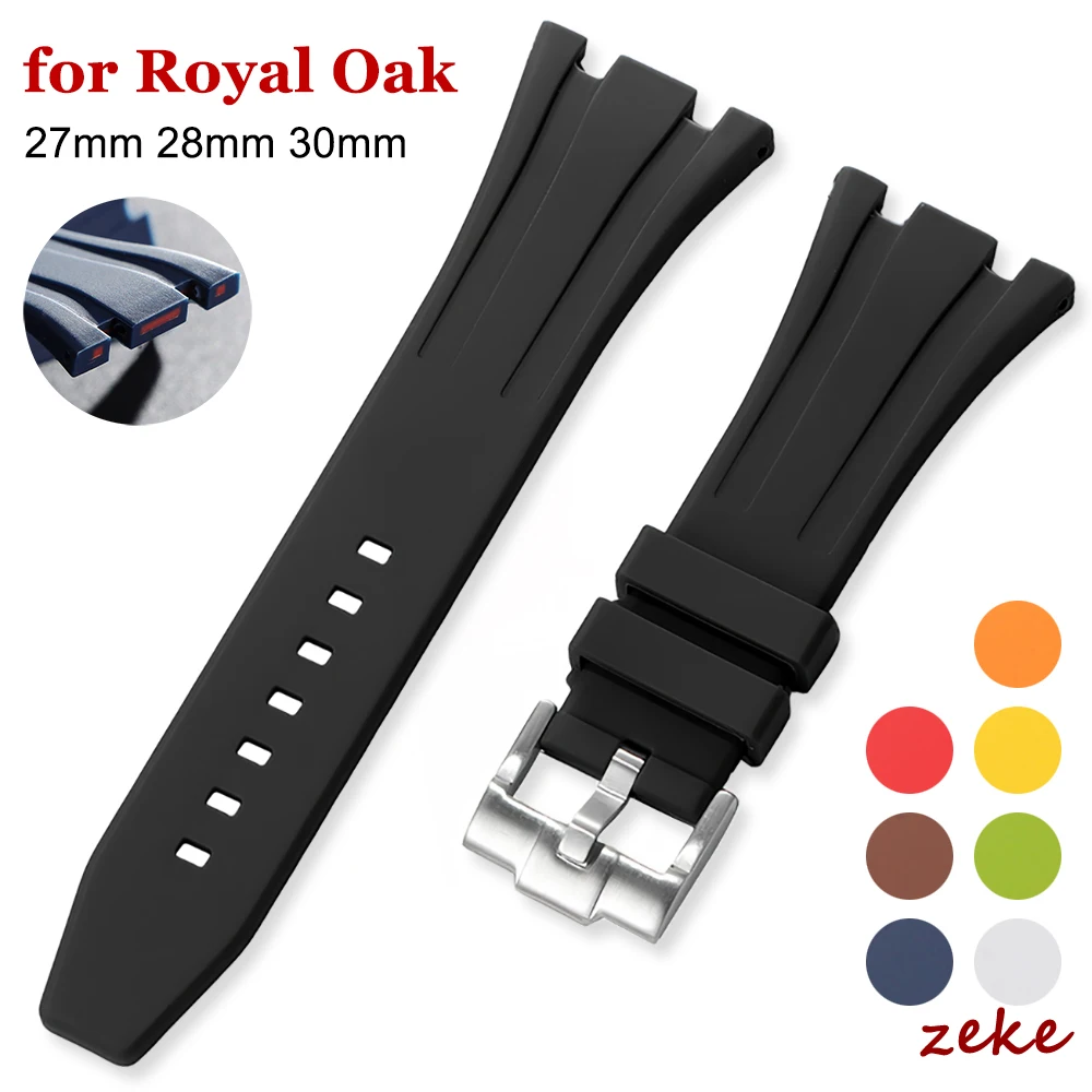 Correa de reloj de silicona de goma de 27mm, 28mm y 30mm para Royal Oak Offshore 15710 15703 26471 26474 15706, bandas suaves impermeables para hombres y mujeres