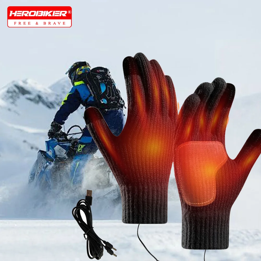 

Heated Gloves USB Heated Knitted Gloves Winter Warm Gloves TouchScreen Gloves Motorcycle Snowboard Cycling Hand Warmer Skiing