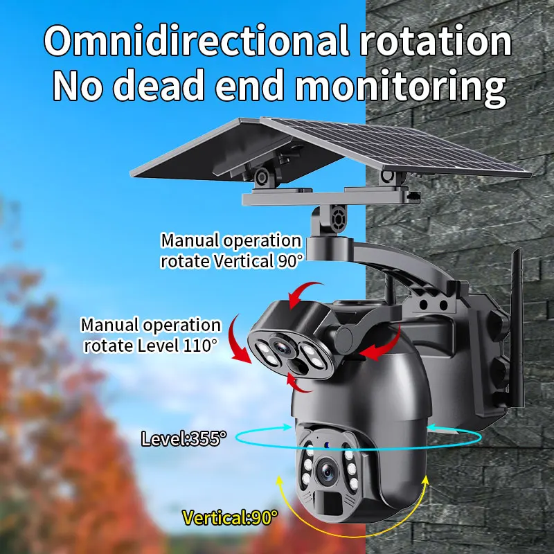 Lente PTZ Dual de 6MP UBOX/i-Cam + cámara domo IP de energía Solar a todo Color detección humanoide IA seguridad del hogar CCTV Monitor de bebé