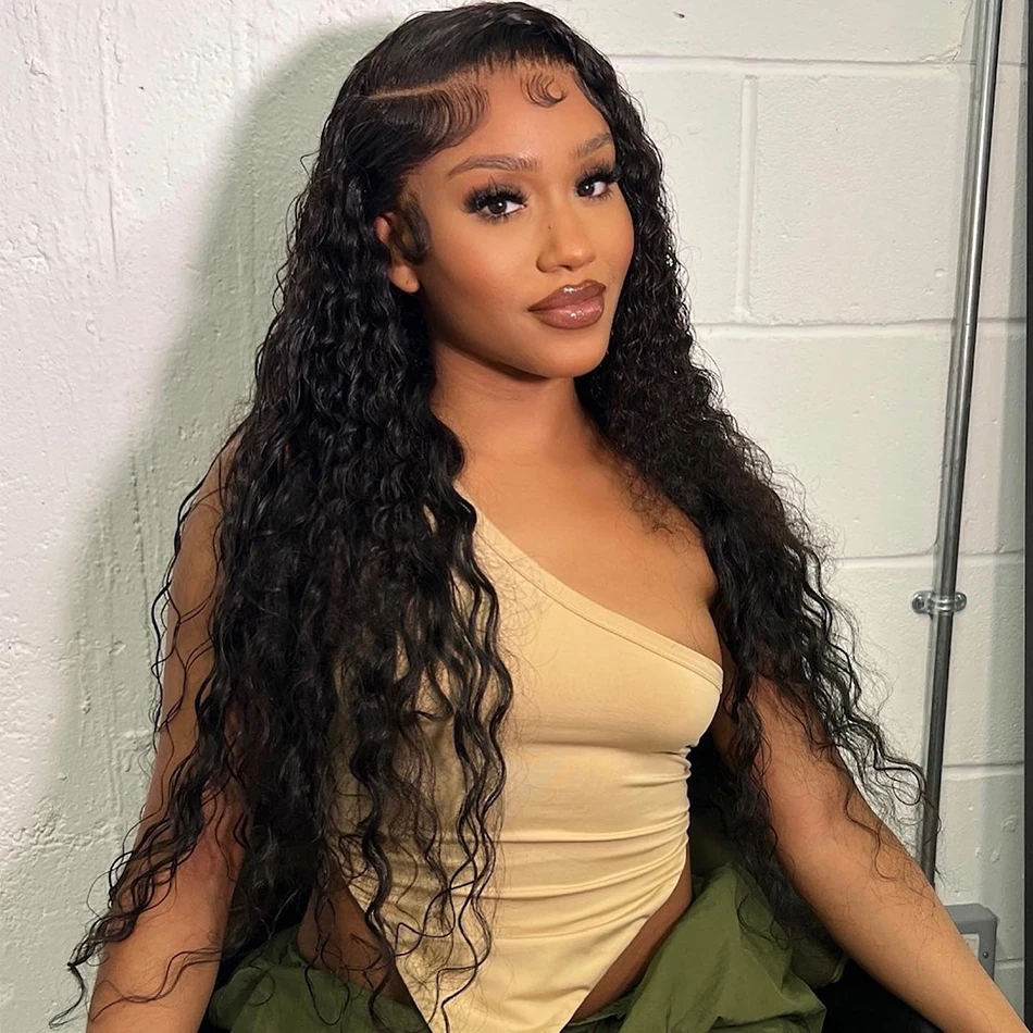 13x6 HD الدانتيل الجبهة خصلات الشعر المستعار الإنسان البرازيلي موجة المياه الرطب ومموج طويل شعر بشري مجعد الدانتيل أمامي خصلات الشعر المستعار الإنسان