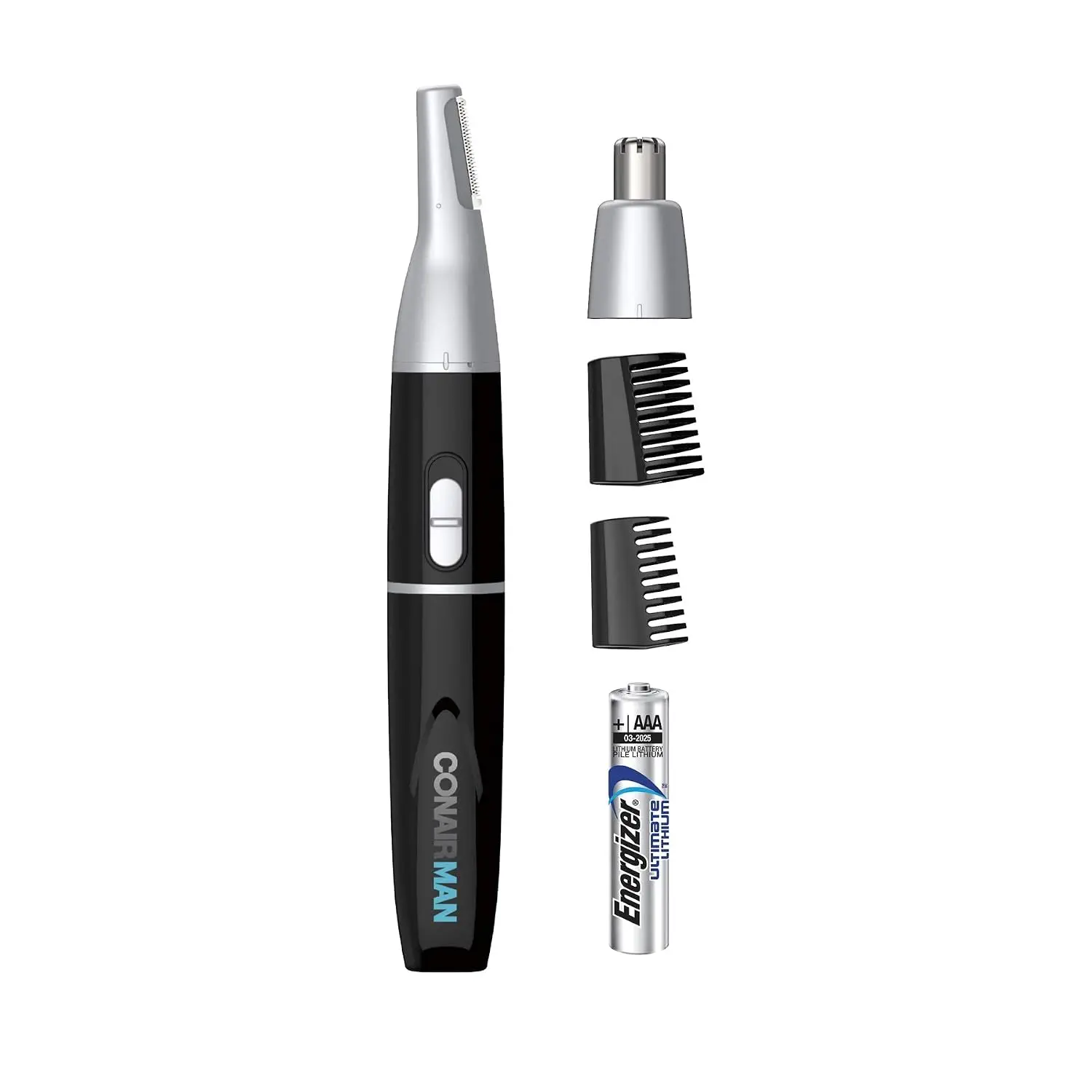 All-in-One Personal Trimmer for Men, Nose, Ear, Eyebrows & Sideburns, 4 Piece Grooming Kit, Lithium Battery