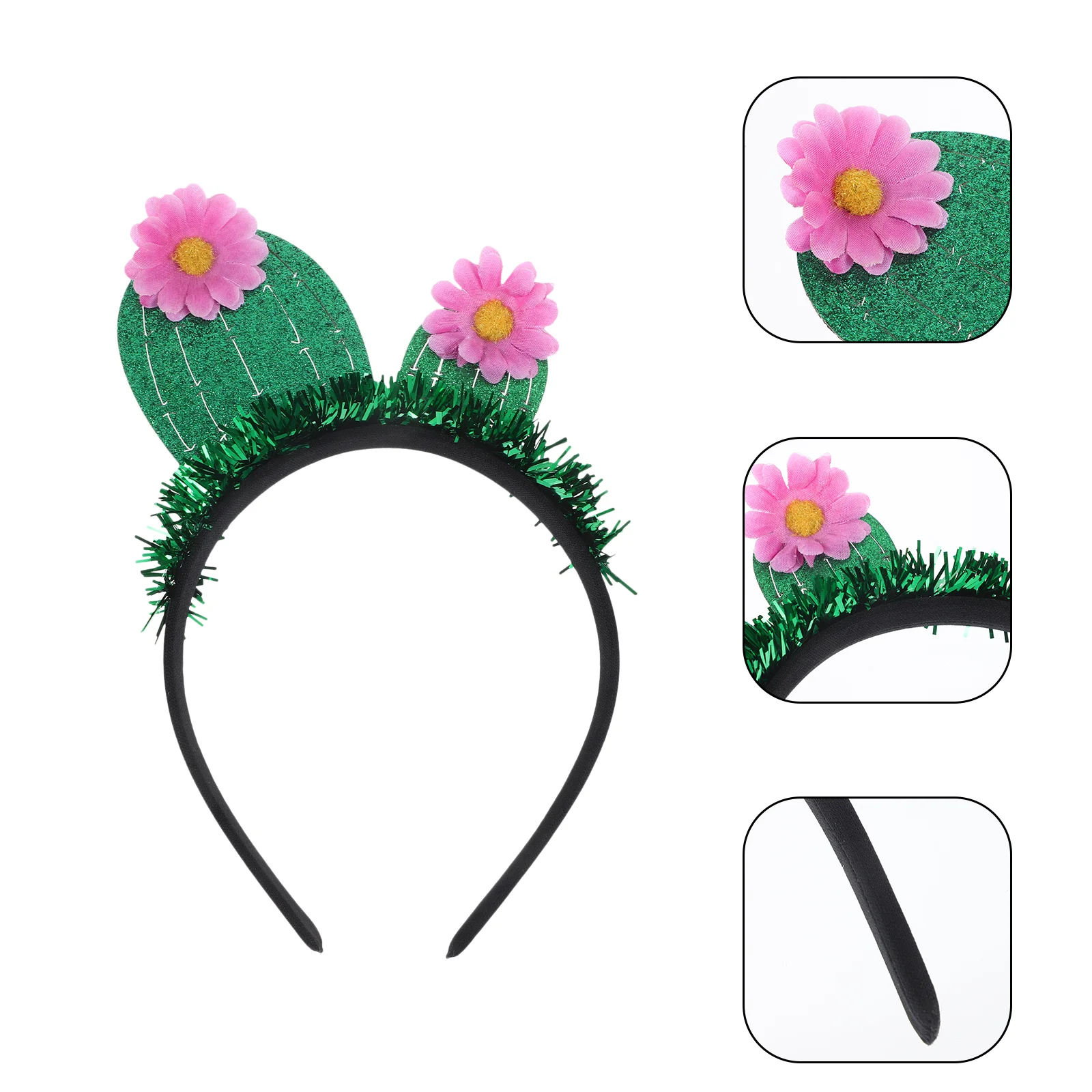 

2 Pcs Cactus Costume Headband Hair Accessory Antlers Party Hairhoop Green Festive Supply Banquet