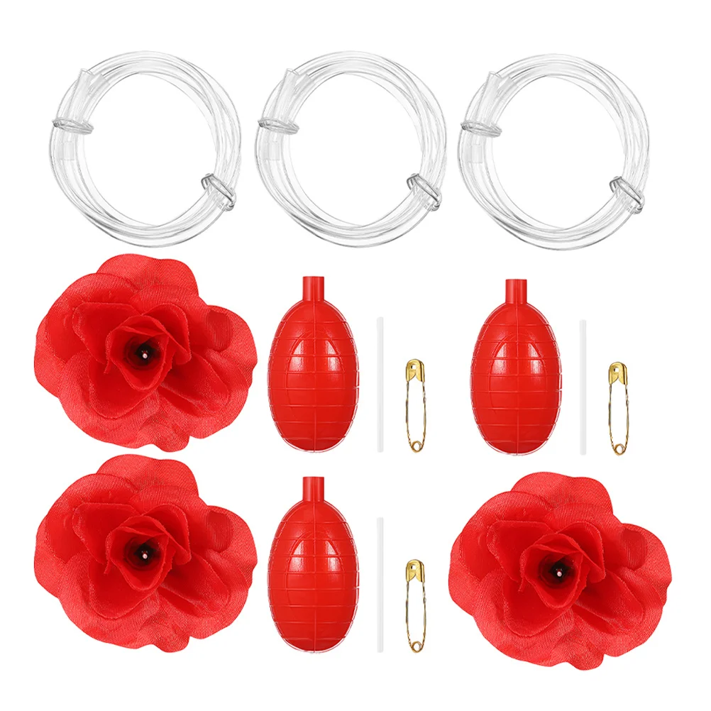 

3 шт., брошь с розой для брызг воды, реалистичные булавки с поддельными розами для вечеринок, сувениров на Хэллоуин, офис, забавный аксессуар для розыгрышей