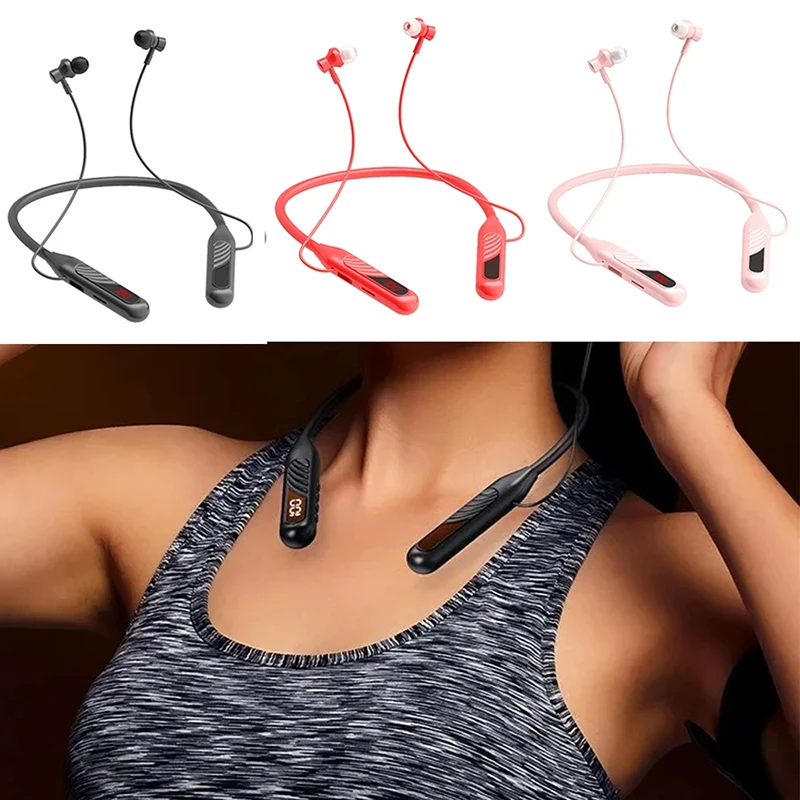 

BT8 Wireless Earphones Bluetooth 5.3 Neckband Headphones Gaming LED Display HiFi Headset Sports TWS Earbuds With Mic TF Card