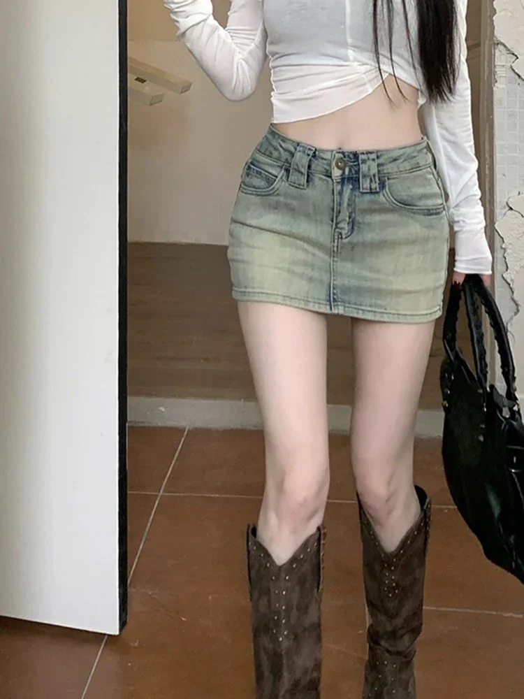 

Summer Fashion Street Simple Basic Woman Skirts Retro Chicly Denim Skirt Female Sexy High Waist Slim Tight Hip Women Skirts