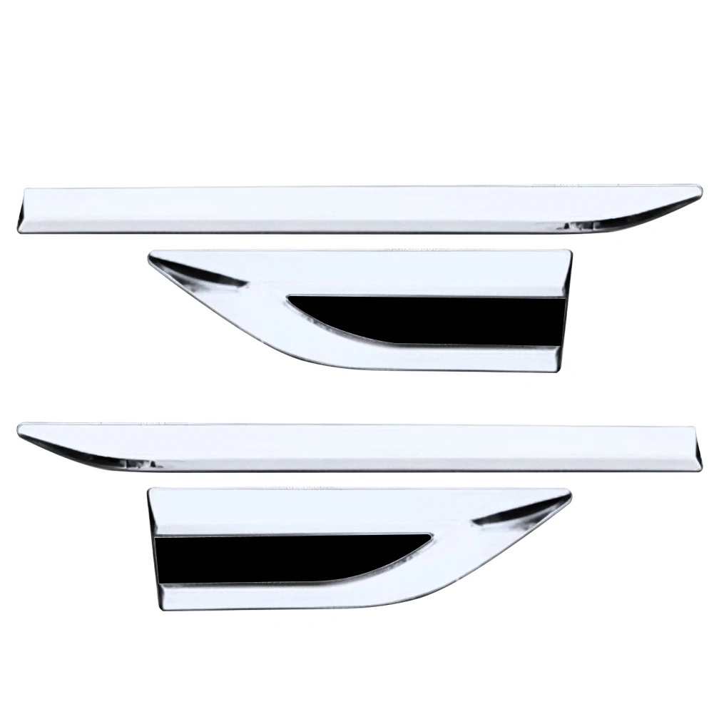 Silver&Black Car SUV Body Front Door Side Fender Trim Dagger Emblem Sticker Cover Accessories Badge Strip Stripe Decal Decor