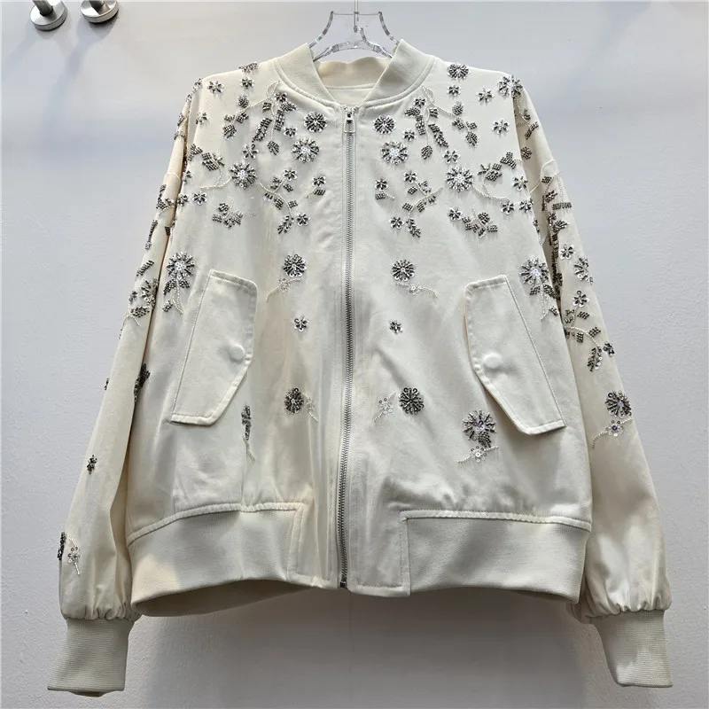 SuperAen 2026 Autumn New Embroidered Flares Three-Dimensional Flower Fashion Coat for Women Loose Jackets