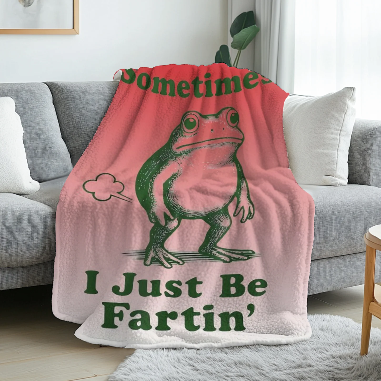 Funny Frog Gag Blanket Throw Fleece Throw 150x200cm Couch Decor Humor Gift for him and her