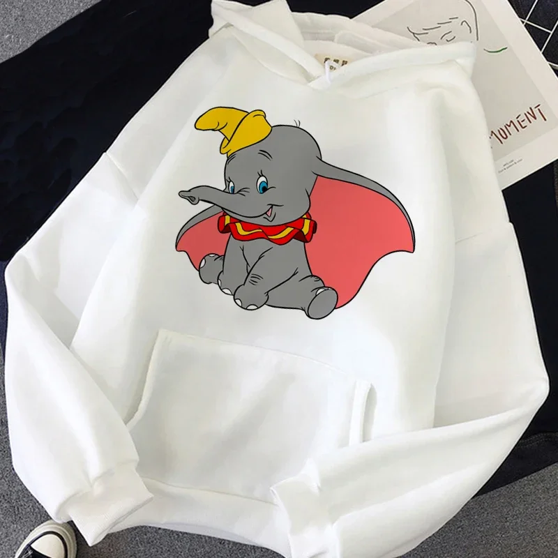 Fashion Kawaii Hoodies Disney Cartoon Dumbo Graphic Women Hoodie Autumn Winter Streetwear Casual Oversize Sweatshirt Unisex Tops