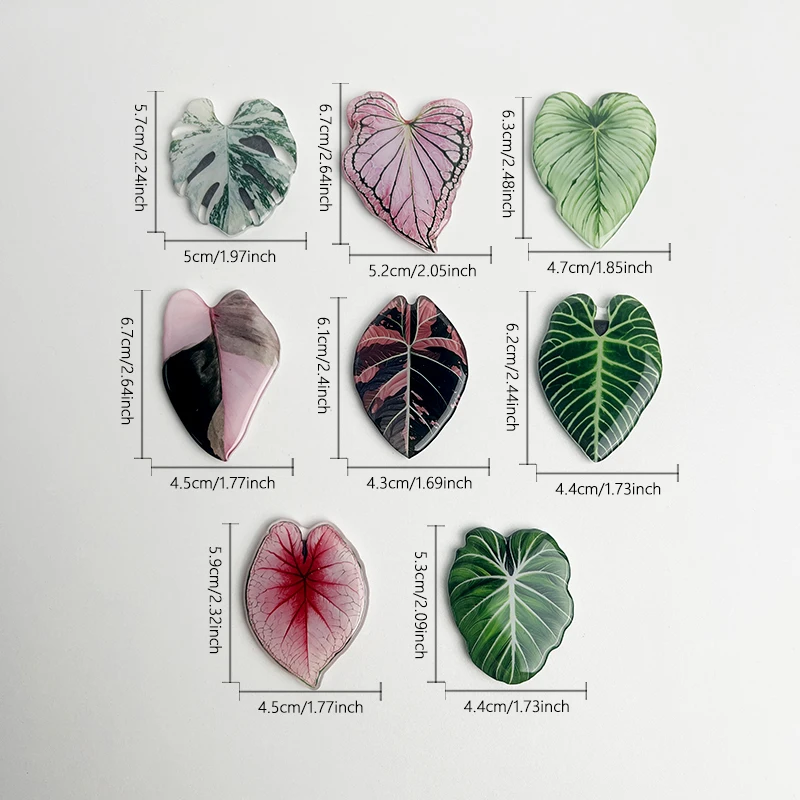8pcs New Popular plant leaves acrylicre Frigerator magnets decorative patchacrylic simulation of green leaves For plant hobbyist