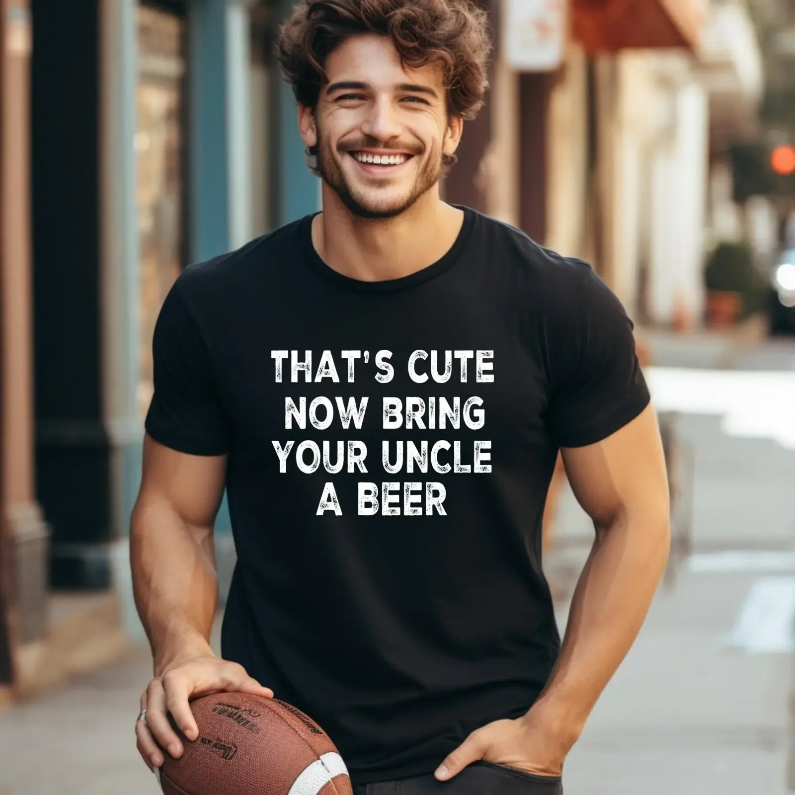 That's Cute Now Bring Your Uncle A Beer Funny T Shirt Cool For Funcle Birthday Men Casual  vintage Washed streetwear