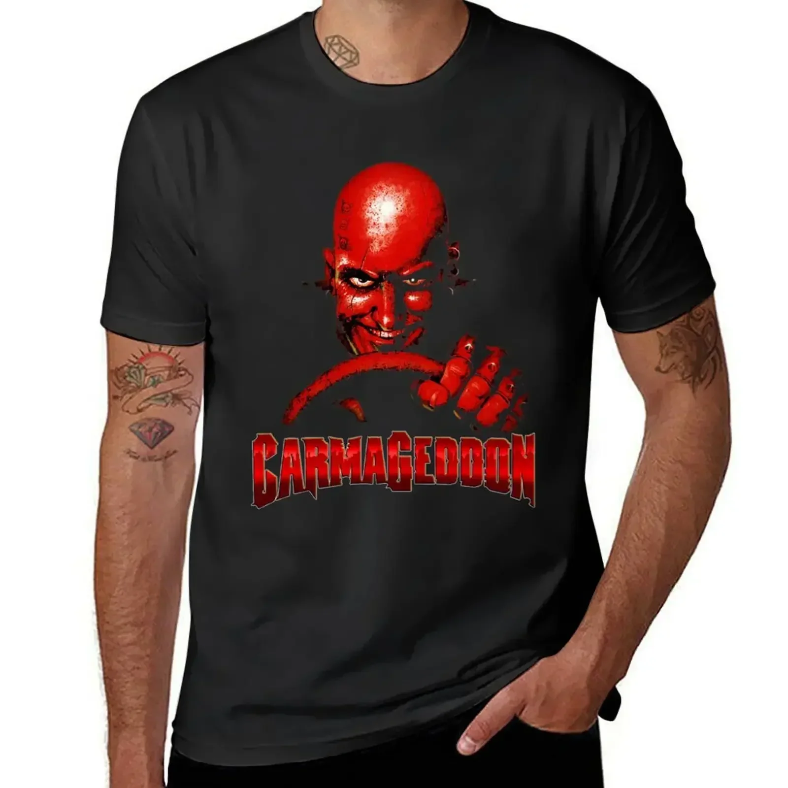 Carmageddon retro race T-shirt sports fans aesthetic clothes Blouse t shirt for men