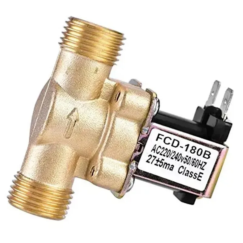 صمام الملف اللولبي الكهربائي النحاسي AC220V DC12V صنبور التكامل الملف اللولبي للتحكم في الصمام مغلق عادة G1/2''