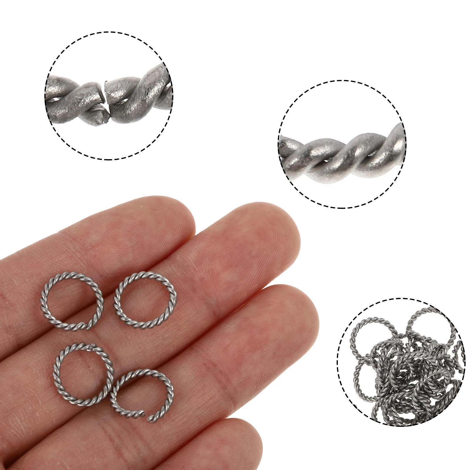 

100pcs Steel Twisted Stainless Steel Twisted Jump Rings Jump Rings Silver Gold Open Connector for Jewelry Crafts Necklace Parts