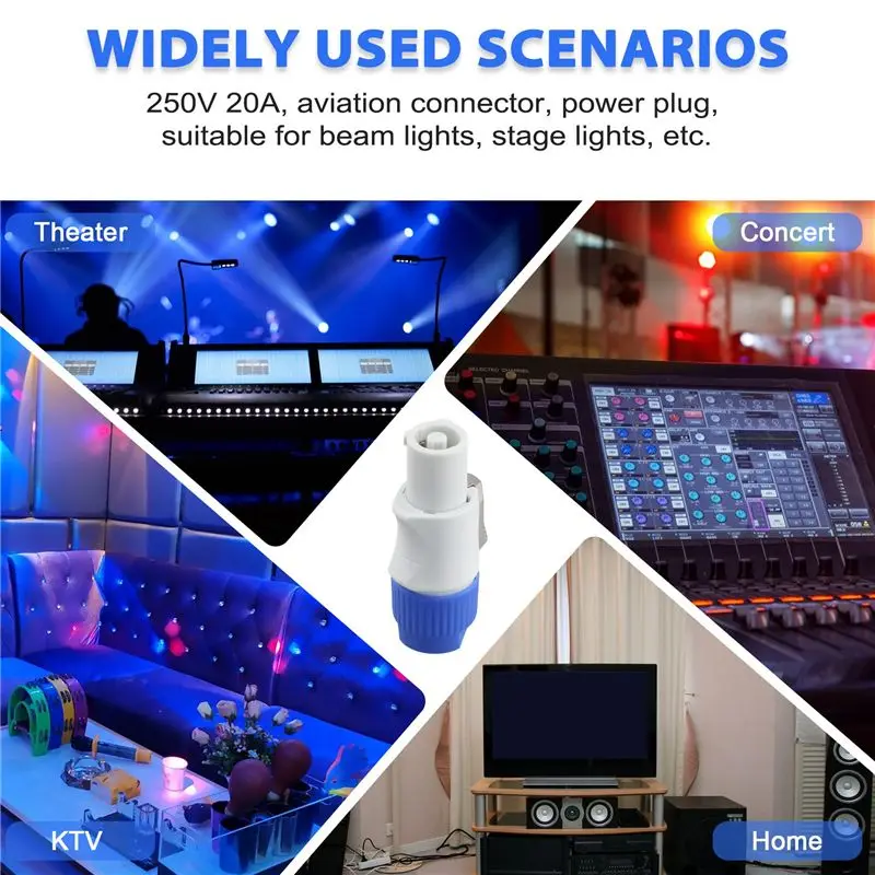 HFES 10 Buah Jack Input Sinyal Konektor Powercon Jantan 3 PIN untuk Lampu Panggung