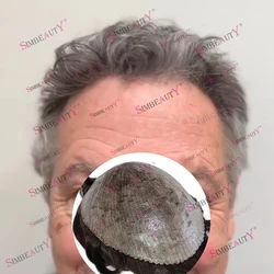 Super Durable Thin 1B80 1B65 1B40 Grey Human Hair Wigs Natural Hairline Mens Toupee Microskin Full Skin Pu Capillary Prosthesis