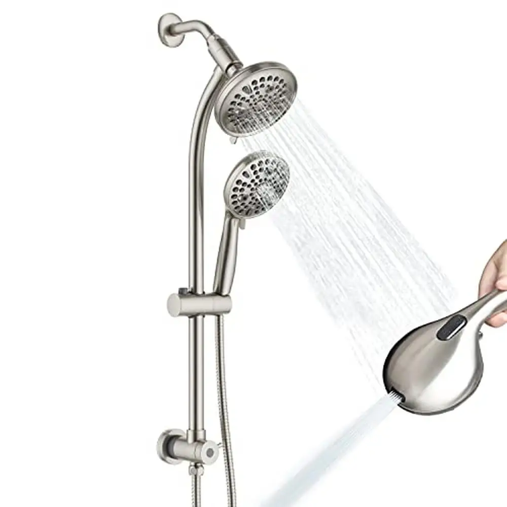 High Pressure 82-Mode 3-Way Shower Head Combo with Adjustable Stainless Steel Slide Bar Pet & Tub Safe Shower Experience Ease