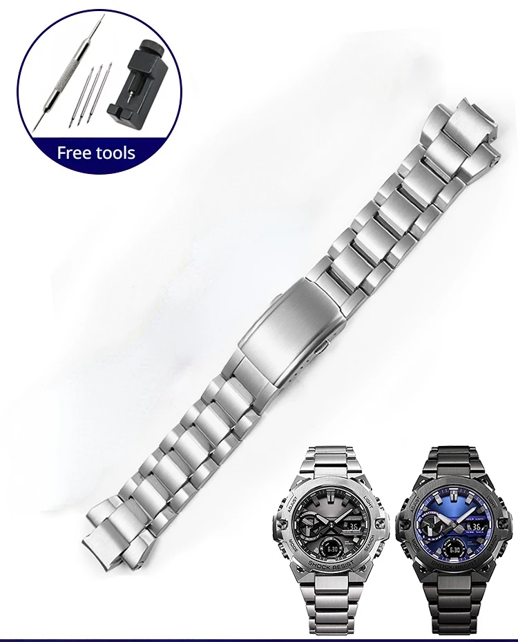 Stainless steel Watch strap for Casio G-SHOCK  GST B400 steel heart fourth generation  watch chain male