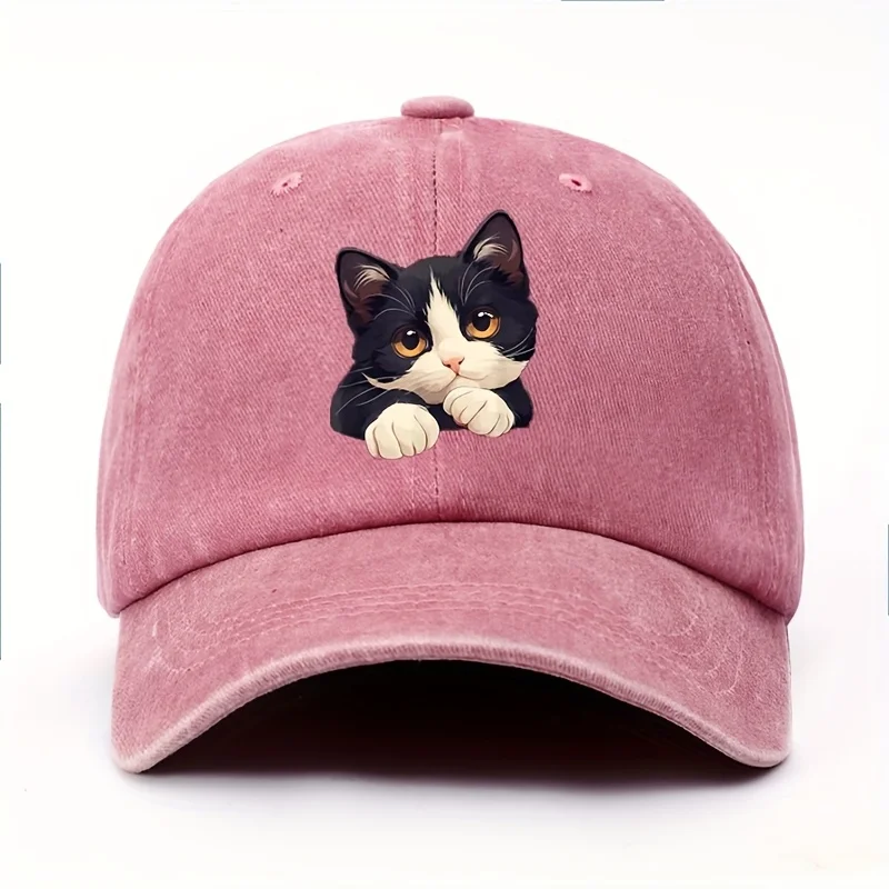 Lustige Baseballkappe mit Katzenmuster und verstellbarer Outdoor-Freizeithut, geeignet für Katzenbegeisterte für Männer und Frauen