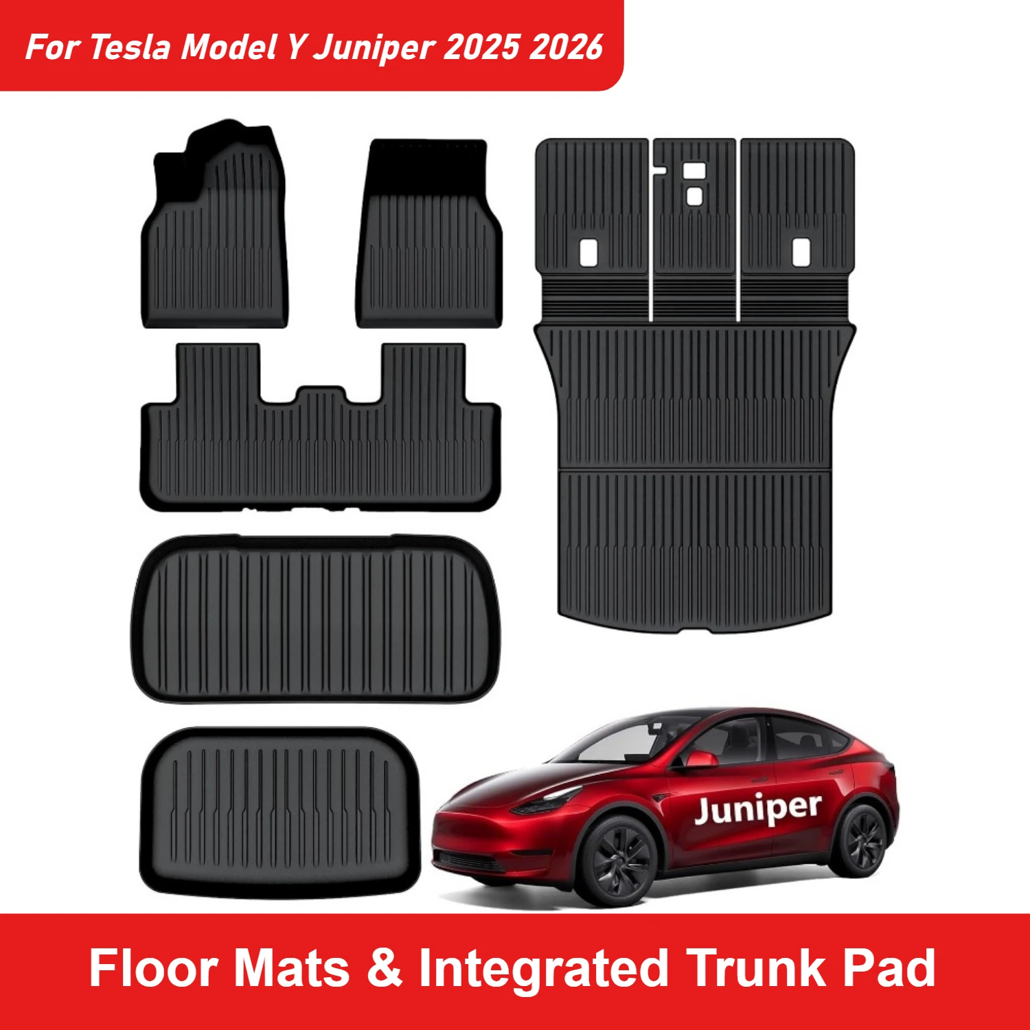 

Коврики встроенный коврик в багажник для Tesla Model Y Juniper 2025 2026, полное покрытие, двухслойный ковер из ТПЭ, без запаха, грузовая подкладка