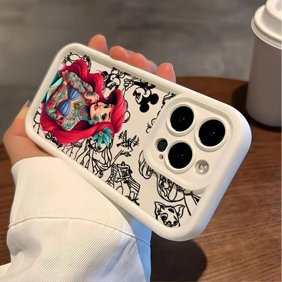 Etui na iPhone 13 Pro MAX 15 Plus 12 Mini 16e 16 Plus XS XR 11 17 Air 14 11Pro Miękkie TPU Ariel Księżniczka