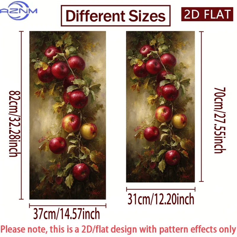 2D/FLAT-Red Apples with Leaves Pattern Trash Can Sticker Wall Sticker Self - Adhesive PVC Decorative Sticker Waterproof Scratc