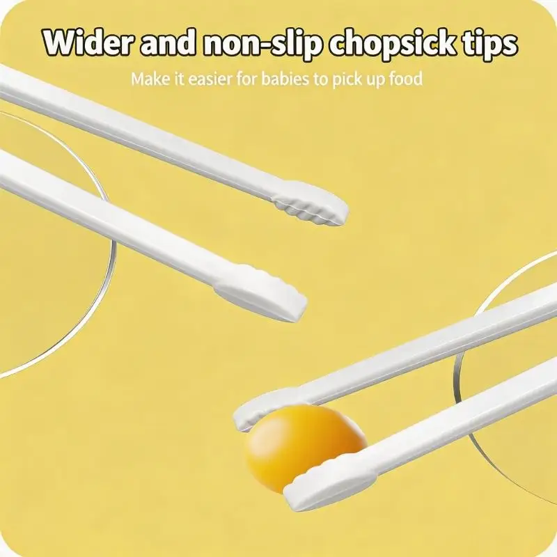QX2E Colorful Children Practice Chopsticks Meal Group Comes With Spoon Fork Carrying bag