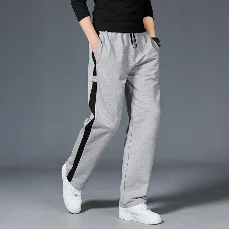 Plus Size L-5XL Men Sweatpants Spring Summer Autumn  Casual Cotton Slim Loose    Long Sport Pants Black Grey Blue