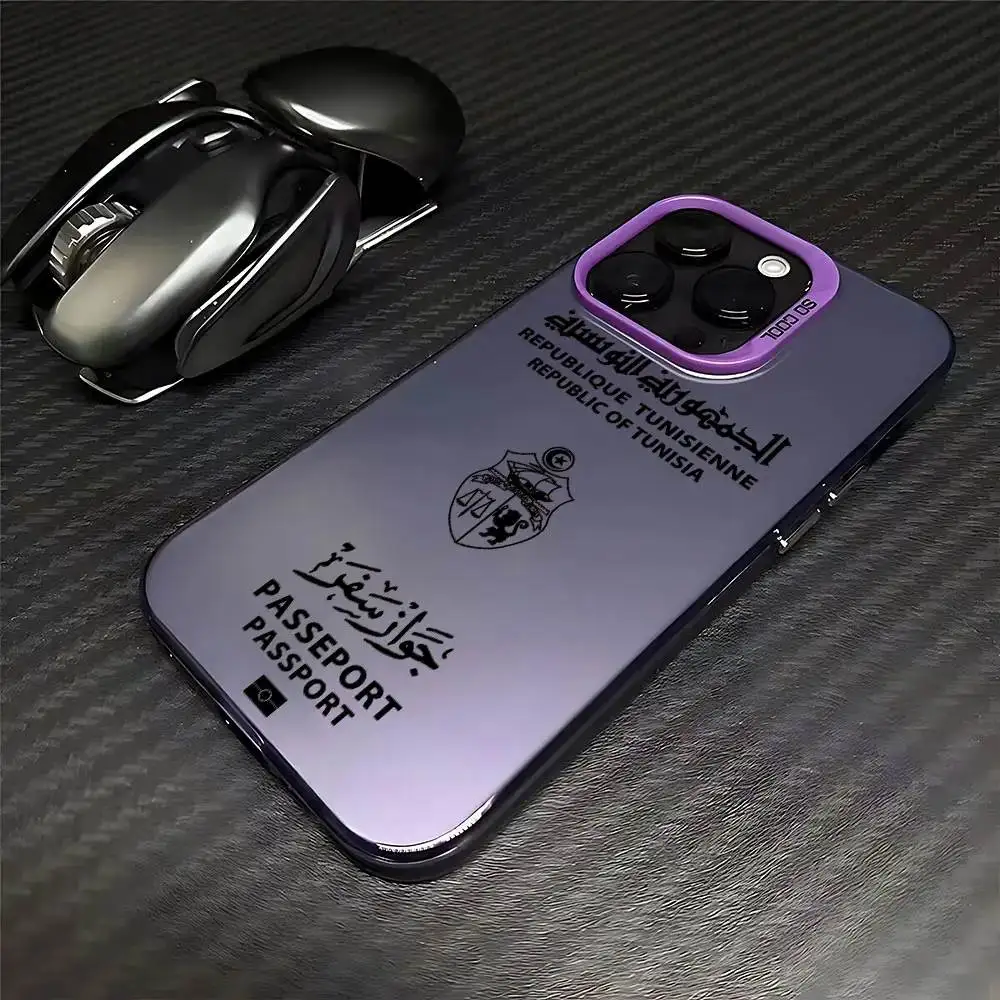 تونس جواز السفر جراب هاتف آيفون 16 15 14 13 12 11 برو ماكس XS X XR 8 7 زائد SE للصدمات تصفيح ماتي غطاء #3