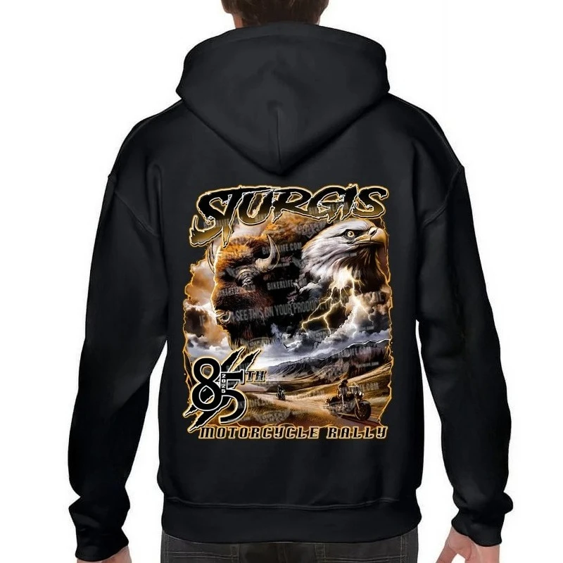 

2025 Autumn and Winter Motorcycle Rally Eagle Buffalo Pullover Hoodie High-end Luxury Is for Both Men and Women Top Y2k