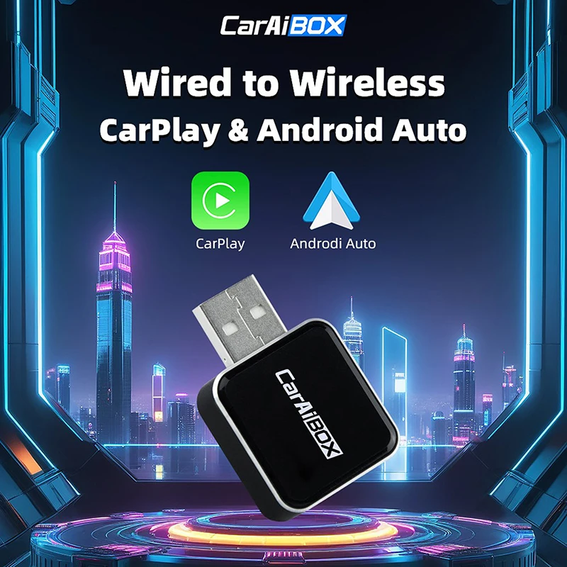 

Wired To Wireless Conversion Carplay Android Auto AI Box 2 In 1 Mini Adapter Plug And Play Fast Connect Compatible With Cars