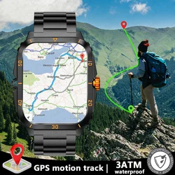 3ATM Waterproof GPS Military Smart Watch Men For Android IOS Ftiness  Waterproof Watch 2.0'AI Voice Bluetooth Call Smart Watch