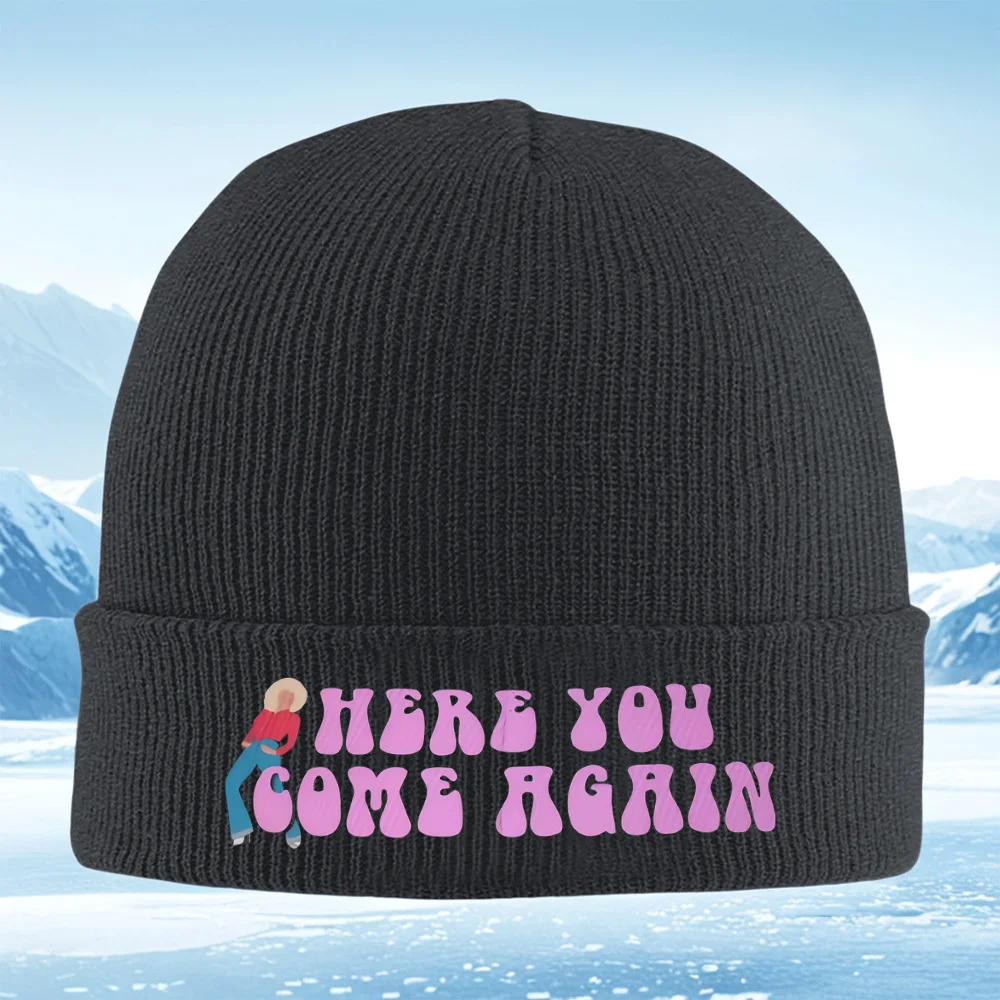 نمط الرجعية مع امرأة ونص الرجال النساء للجنسين محبوك قبعة قبعة صوفية قبعة الشتاء الحرارية الدافئة عيد الميلاد ركوب الدراجات في الهواء الطلق H