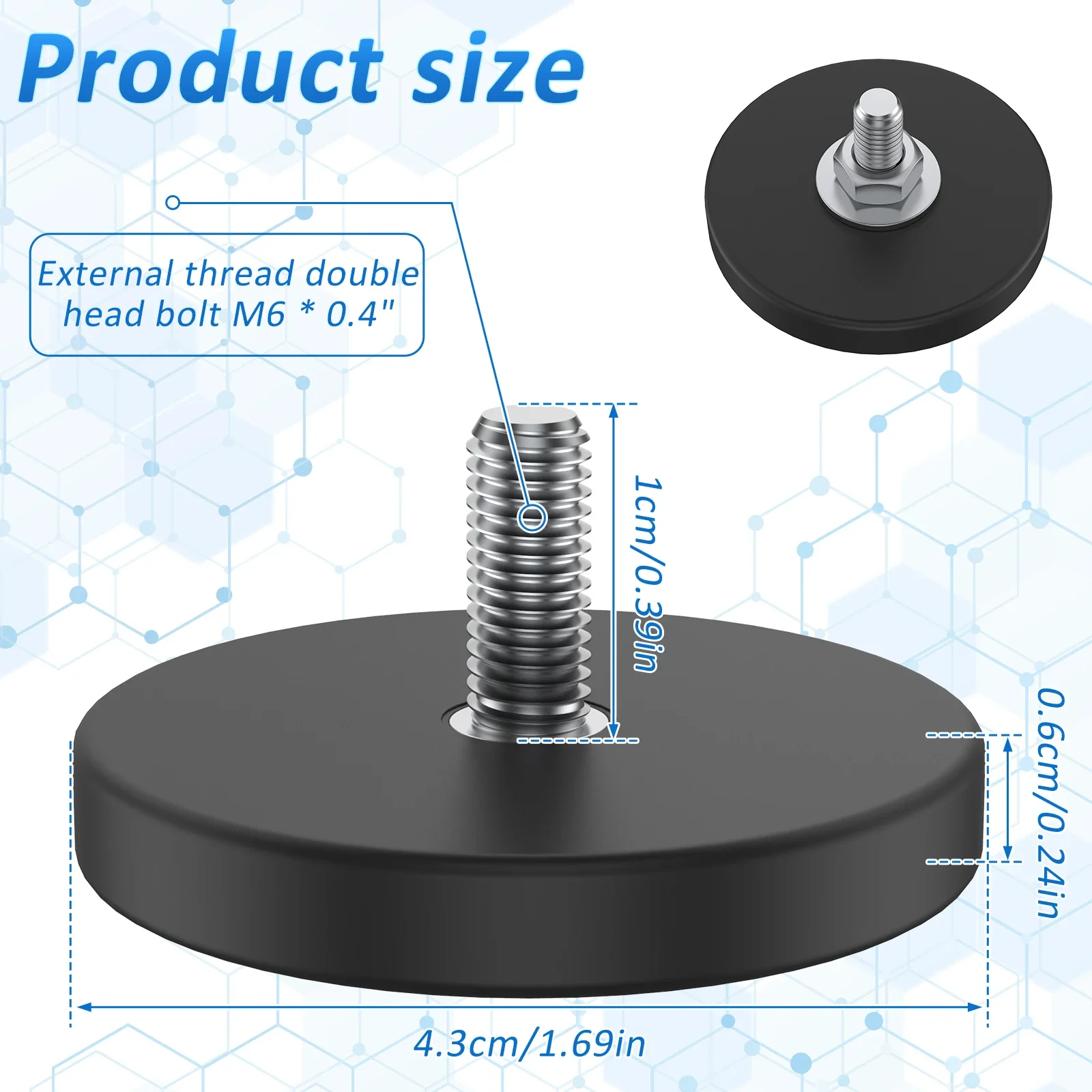 6Pcs Magnet Base Mount Bracket Clamp M6 Thread Stud Magnet Anti-Scratch For Boat LED Work Light Bar Holder Car SUV Offroad