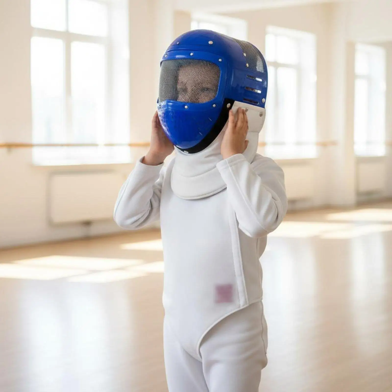 Children Fencing Visor with Metal Mesh Lightweight Head Protection Helmet Stab Resistant Faceguard for Beginner Training
