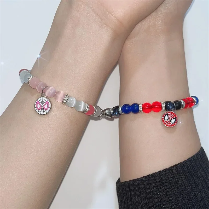 Disney Marvel Spiderman Deadpool Wolverine Magnet Clasp Couple Bracelet Decoration Accessories Toys Children Birthday Gifts