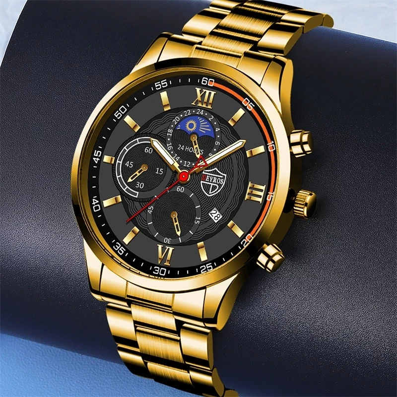 Luxury Fashion Mens orologi uomo Business orologio da polso al quarzo in acciaio inossidabile orologio sportivo Casual in pelle relogio masculino