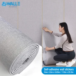 2.8mx0.65m Wall Sticker Extra Thick Tile Self-adhesive Foam Panel wall covering Linen Textured Wallpaper Home Decor Living Room