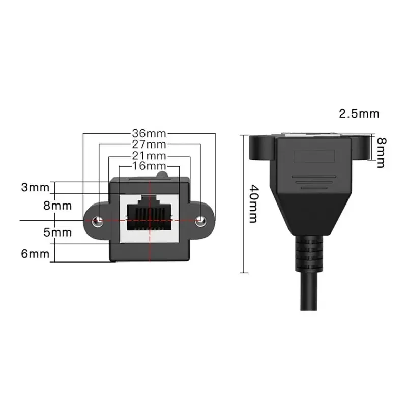 Cat6 RJ45 Network Extension Cable of Gigabit Male to Female Elbow 90 Degrees rj45 Shielded Network Cable with Ear Extension Line