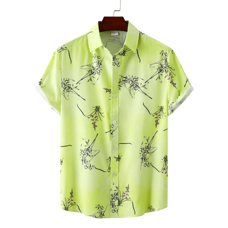 

Luxury Hawaiian Cotton High Quality Short Sleeve Shirts Man Shirt Fashion Free Shipping Men's Clothing Blouses Social T-shirts