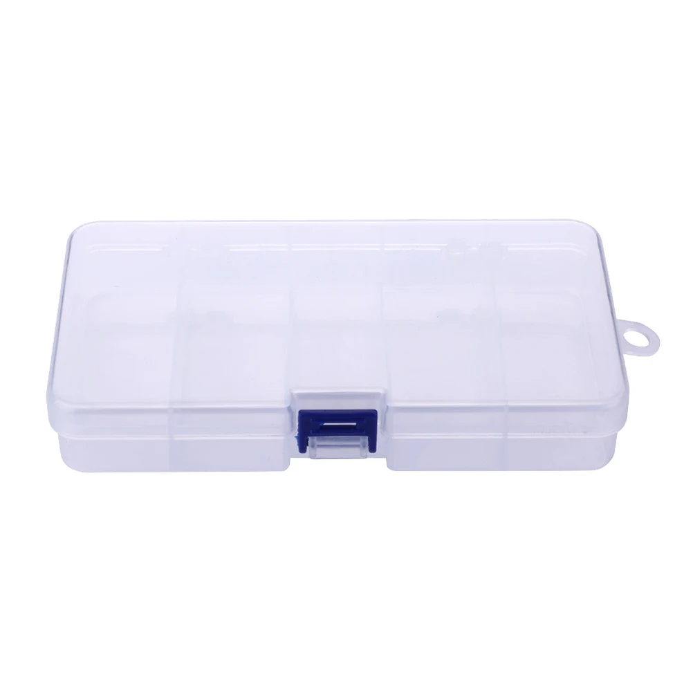 

5 Grids Portable Transparent Plastic Fishing Tackle Box Lightweight Compact Impact Resistant Bait Storage Organizer