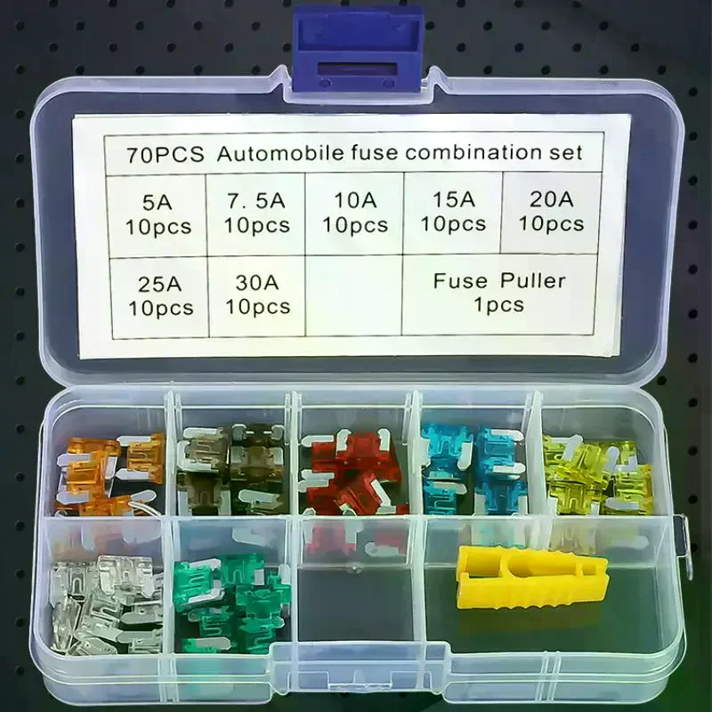 71Pcs 5A 7.5A 10A 15A 20A 25A 30A Mixed Sizes Low Profile Kit Micro Mini Blade Fuse Auto Car Truck Motorcycle Fuses