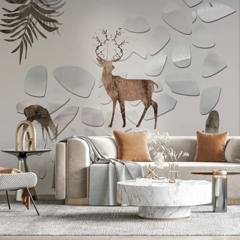 

Custom 3D Photo Deer Geometry Marble Mural Wallpaper for Bedroom Living Room Sofa Background Wall Decoration Waterproof Canvas