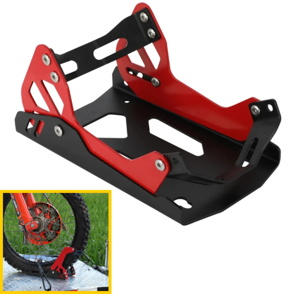 Soporte de rueda delantera de hierro resistente para motocicleta, para montaje en remolque, estacionamiento, marco fijo, para motocicleta todoterreno, con tope de rueda vertical