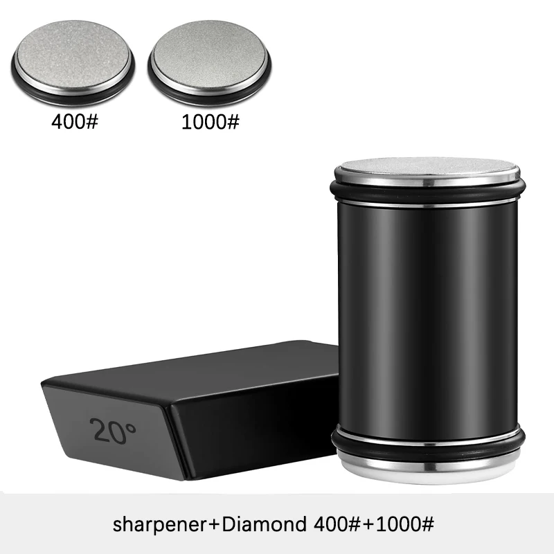 Rollende messenslijper Dubbelzijdige diamantslijpsteen 15/20 ° Graad magnetische hoekrollenslijpen voor keukenmessen