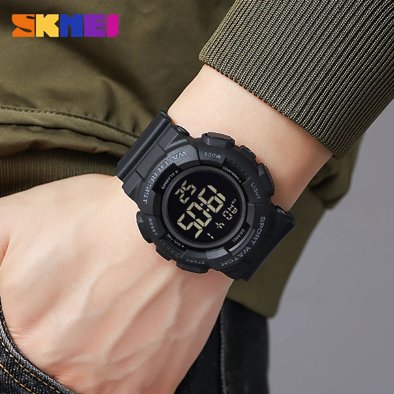 SKMEI Waterproof Sport Watch for Man Luxury Military Stopwatch Countdown Digital Watches Luminous High Volume 4 Alarm Clock