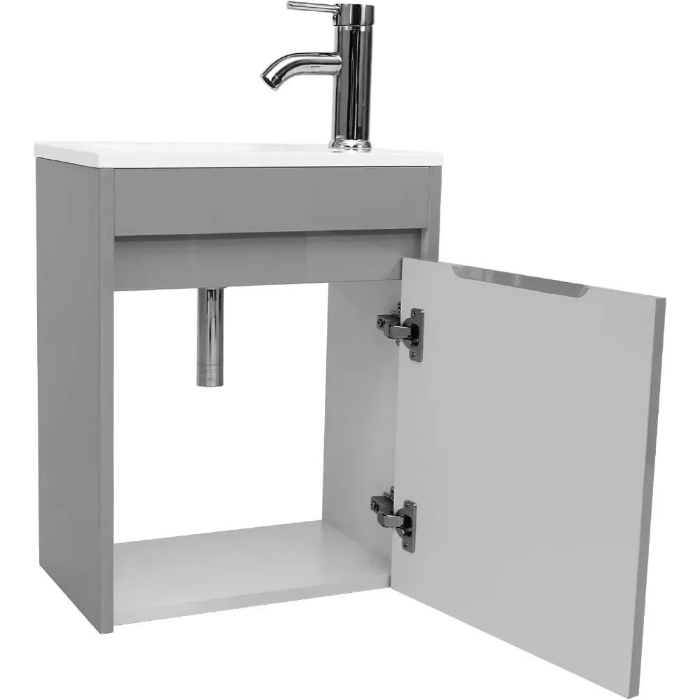 Small Bathroom Vanity Wall Mounted,Small Bathroom Vanity with Ceramic Sink,Bathroom Vanity and Sink Combo