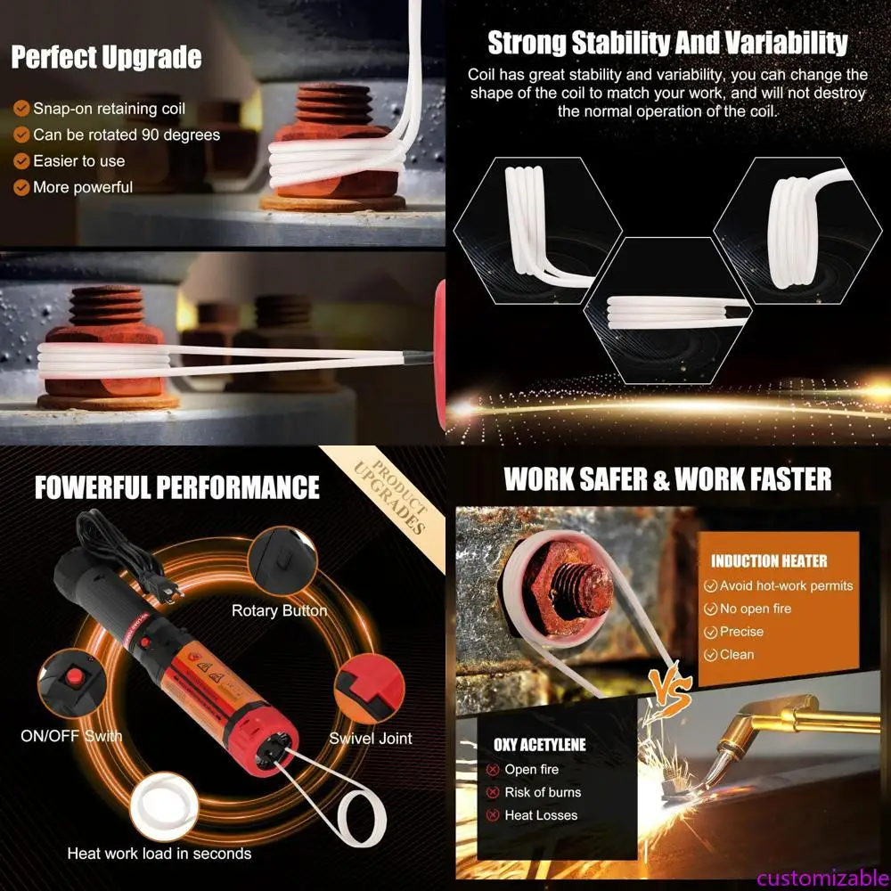 

1100W 110V Handheld Magnetic Induction Heater Kit for Bolt Removal and Rust Removal